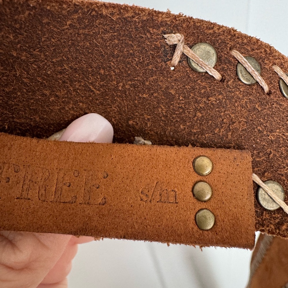 We The Free Brown Leather Belt with Brass Accents - Picture 3 of 6